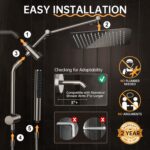 Veken All Metal 10" Luxurious Brushed Nickel Rain Shower Head with Handheld | Du... - Image 10