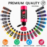 40 Pcs Acrylic Paint Set - 24 Colors (2oz/60ml) with 12 Brushes, 2 Knives & Pale... - Image 4