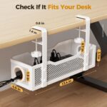 Under Desk Cable Management Tray White, Cinati Wire Organizers No Drill, Cable T... - Image 7