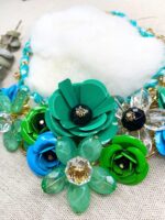 Flower Bib Statement Necklace Chunky Flower Statement Necklace Drama Bib Collar ... - Image 3