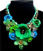 Flower Bib Statement Necklace Chunky Flower Statement Necklace Drama Bib Collar ... - Image 5