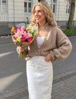 MEROKEETY Women's Fall Trendy Chunky Knit Cardigan Casual Ruffle Sweaters | Butt... - Image 3