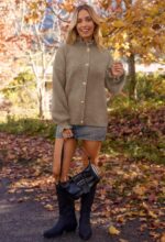 MEROKEETY Women's Fall Trendy Chunky Knit Cardigan Casual Ruffle Sweaters | Butt... - Image 5