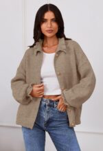 MEROKEETY Women's Fall Trendy Chunky Knit Cardigan Casual Ruffle Sweaters | Butt... - Image 8