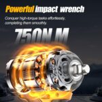 Brushless Impact Wrench 750N.m with 2x4.0AH Battery 1/2 inch | 553 Ft-lbs 20V Hi... - Image 3