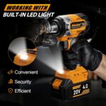 Brushless Impact Wrench 750N.m with 2x4.0AH Battery 1/2 inch | 553 Ft-lbs 20V Hi... - Image 8