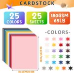 8.5" X 11" Colored Cardstock, 25 Colored Construction Paper | 180gsm/65lb Cardst... - Image 3