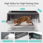 Stainless Steel Cat Litter Box, XL High Sided Open Top Litter Pan, 1 Scoop | Ext... - Image 5