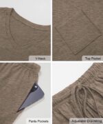 RUBZOOF Women's Short Sleeve Pajama Sets with Pockets Casual V Neck 2 Piece Loun... - Image 6