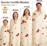 SeaRoomy Burrito Tortilla Blanket, Funny Food Throw Blanket, Round 47inches | Wh... - Image 3