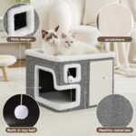 Cat Houses for Indoor Cats, Covered Cave Bed with Scratch Pad and Fluffy Ball, F... - Image 3