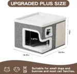 Cat Houses for Indoor Cats, Covered Cave Bed with Scratch Pad and Fluffy Ball, F... - Image 5