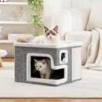 Cat Houses for Indoor Cats, Covered Cave Bed with Scratch Pad and Fluffy Ball, F... - Image 8