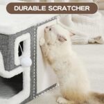 Cat Houses for Indoor Cats, Covered Cave Bed with Scratch Pad and Fluffy Ball, F... - Image 9