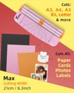 Firbon A5 Paper Cutter, Small Straight Paper Trimmer with Side Ruler | Pink comp... - Image 5