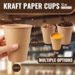 600 Pack 12 oz Disposable Paper Cups, Brown Coffee Cups Unbleached Kraft Paper, ... - Image 4