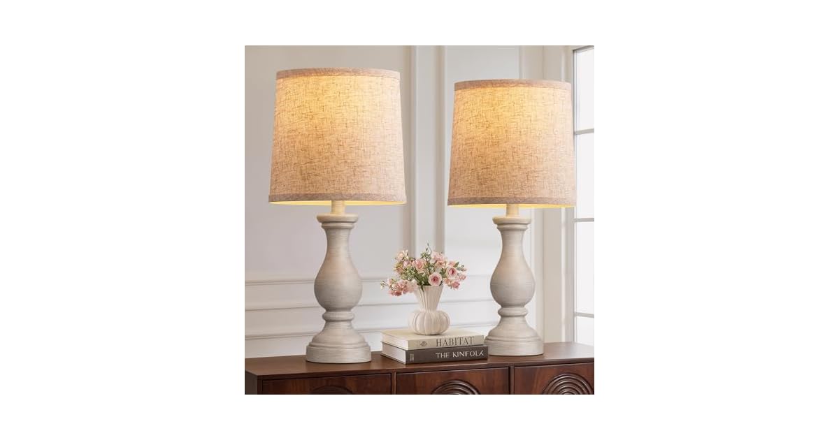 2-Pack 22" Farmhouse Table Lamps Set with Linen Shades only $33.99