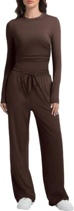 2 Piece Lounge Sets for Women Fall Outfits Long Sleeve Wide Leg Tracksuits Women... - Image 2