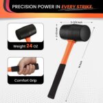 24oz Rubber Mallet Hammer | Non-Marring Soft Blow Mallet with Fiberglass Shock-A... - Image 2