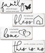 4 Pieces Rustic Wooden Signs Set with Inspirational Quotes, Farmhouse Room & Wal... - Image 2