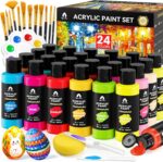 40 Pcs Acrylic Paint Set - 24 Colors (2oz/60ml) with 12 Brushes, 2 Knives & Pale... - Image 2