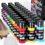 55PCS Acrylic Paint Set of 36 Colors 2fl oz 60ml Bottles 12 Brushes,Non Toxic 36... - Image 2
