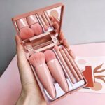 5pc Makeup Brush Set with Mirror & Storage Box – Portable Multifunctional Powder... - Image 2