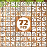 72 Pcs Botanical Stencils Set, Reusable Butterfly & Flower Painting Templates - ... - Image 2