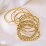 7pcs Simple Stackable Gold Beaded Bracelets - Elegant Stretch Gold Bracelets for... - Image 2