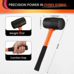 8oz Rubber Mallet Hammer | Non-Marring Soft Blow Mallet with Fiberglass Shock-Ab... - Image 2