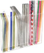 9.6” Large Acrylic Straw Holder for Cabinet Door - 6 compartments, easy to clean... - Image 2