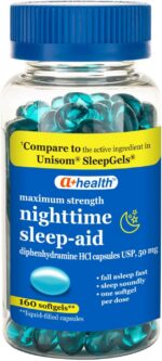 A+Health Nighttime Sleep Aid Diphenhydramine 50mg Softgels, 160 Count | Maximum ... - Image 2
