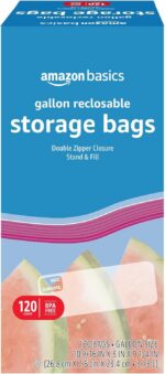 Amazon Basics Reclosable Gallon Food Storage Bags with Double Zipper Seal, Stand... - Image 2