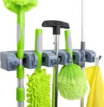 Amazon Basics Rectangular Heavy Duty Wall Mount Broom and Mop Holder, Sturdy Too... - Image 2