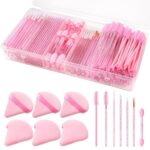 BESARME 300 Pcs Pink Disposable Makeup Applicators Tools with Triangle Puffs, Li... - Image 2