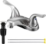 Bathroom Sink Faucets 2/3 Hole,Brushed Nickel Dual Handles 4 inch Plastic Platin... - Image 2
