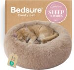 Bedsure Calming Cat Beds Donut Round Washable Kitten Bed,20 inches Camel | Fluff... - Image 2