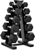 CAP Rubber Coated Hex Dumbbell Set with Storage Rack | 100–210 lb Options, Space... - Image 2