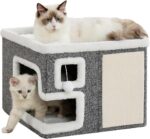 Cat Houses for Indoor Cats, Covered Cave Bed with Scratch Pad and Fluffy Ball, F... - Image 2