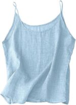 Cotton Linen Tank Tops for Women 2025 Summer Sleeveless Spaghetti Strap Tees Cas... - Image 2