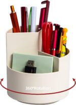 Desk Pencil Pen Holder, 3 Slots 360-Degree Spinning Organizers, Desktop Storage ... - Image 2
