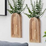 Dnnnii 2 Pack Wooden Wall Vase Set - Brown Finish Modern Farmhouse & Boho Wall D... - Image 2