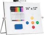 Dry Erase White Board, Cazeyoo Magnetic Desktop Whiteboard 16 x 12inch with Stan... - Image 2