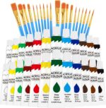 ESRICH Acrylic Paint Set 12 Colors (2 Pack) With 20 Paint Brushes, 24 Acrylic Pa... - Image 2