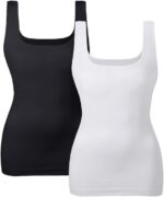 EUYZOU Women's Tummy Control Shapewear Tank Tops Seamless Square Neck Compressio... - Image 2