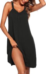 Ekouaer Womens Nightgown Sleeveless Sleepwear V Neck Racerback Sleep Dress - Image 2