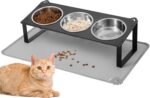 Elevated Cat Bowls with Food Mat, 10°Tilted Non-Slip Raised Cat Food Water Bowls... - Image 2