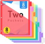 Forvencer 8 Count Dividers with Two Pockets, 8 tabs Binder Dividers for 3 Ring B... - Image 2