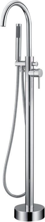 Freestanding Tub Filler Bathtub Faucet Chrome Single Handle Floor Mounted Faucet... - Image 2