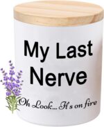 Funny Gifts for Women My Last Nerve Lavender Scented Soy Candle | Unique Mothers... - Image 2